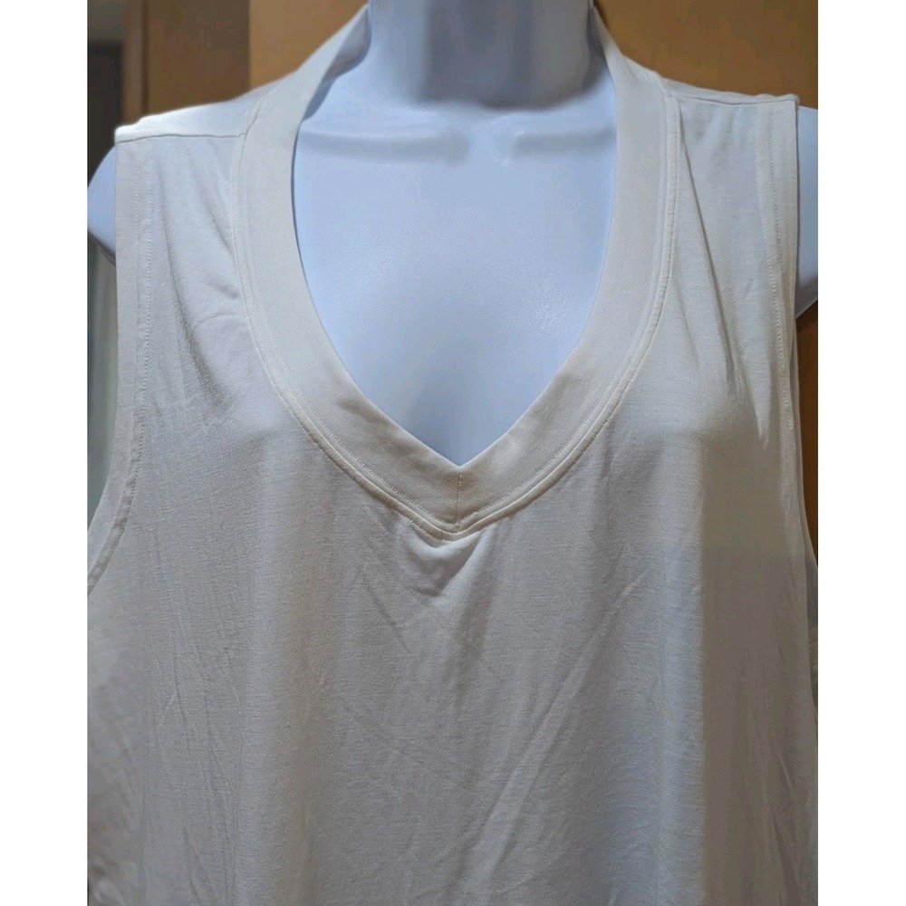 Athleta Inspire Tank Top Oversized Relaxed Fit Workout Shirt Ivory Size 1X - Picture 2 of 9